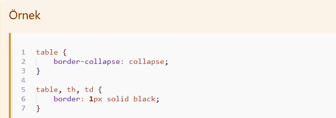CSS Tablolar 2 web tasarım css style tag