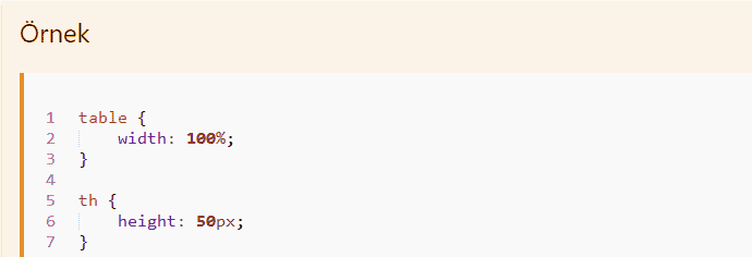 CSS Tablolar 4 web tasarım css style tag