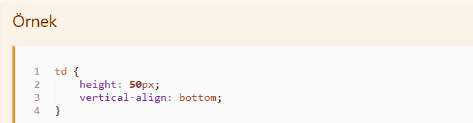 CSS Tablolar 6 web tasarım css style tag