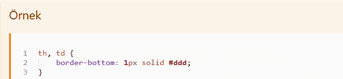 CSS Tablolar 8 web tasarım css style tag